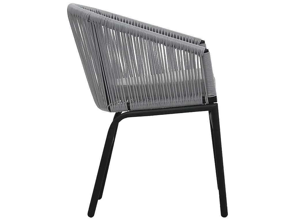 3-tlg. Bistro-Set mit Kissen PE-Rattan Grau