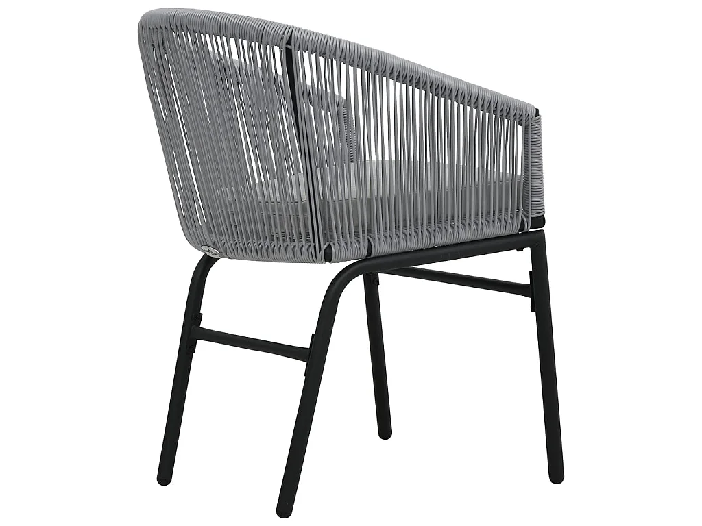 3-tlg. Bistro-Set mit Kissen PE-Rattan Grau