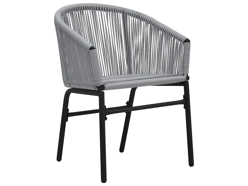 3-tlg. Bistro-Set mit Kissen PE-Rattan Grau