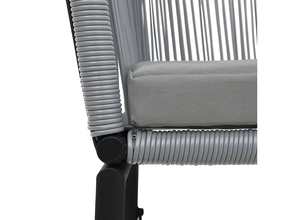 3-tlg. Bistro-Set mit Kissen PE-Rattan Grau