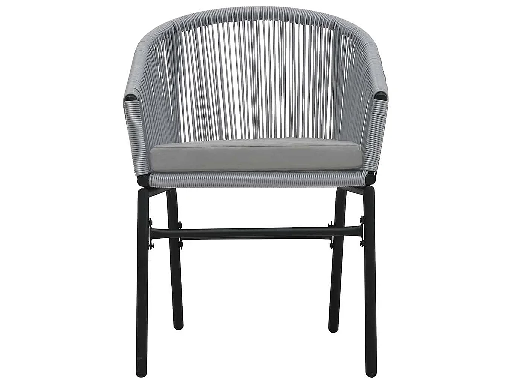 3-tlg. Bistro-Set mit Kissen PE-Rattan Grau