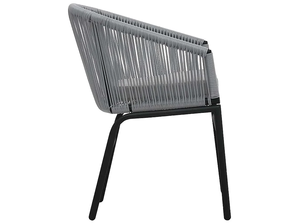 3-tlg. Bistro-Set mit Kissen PE-Rattan Grau
