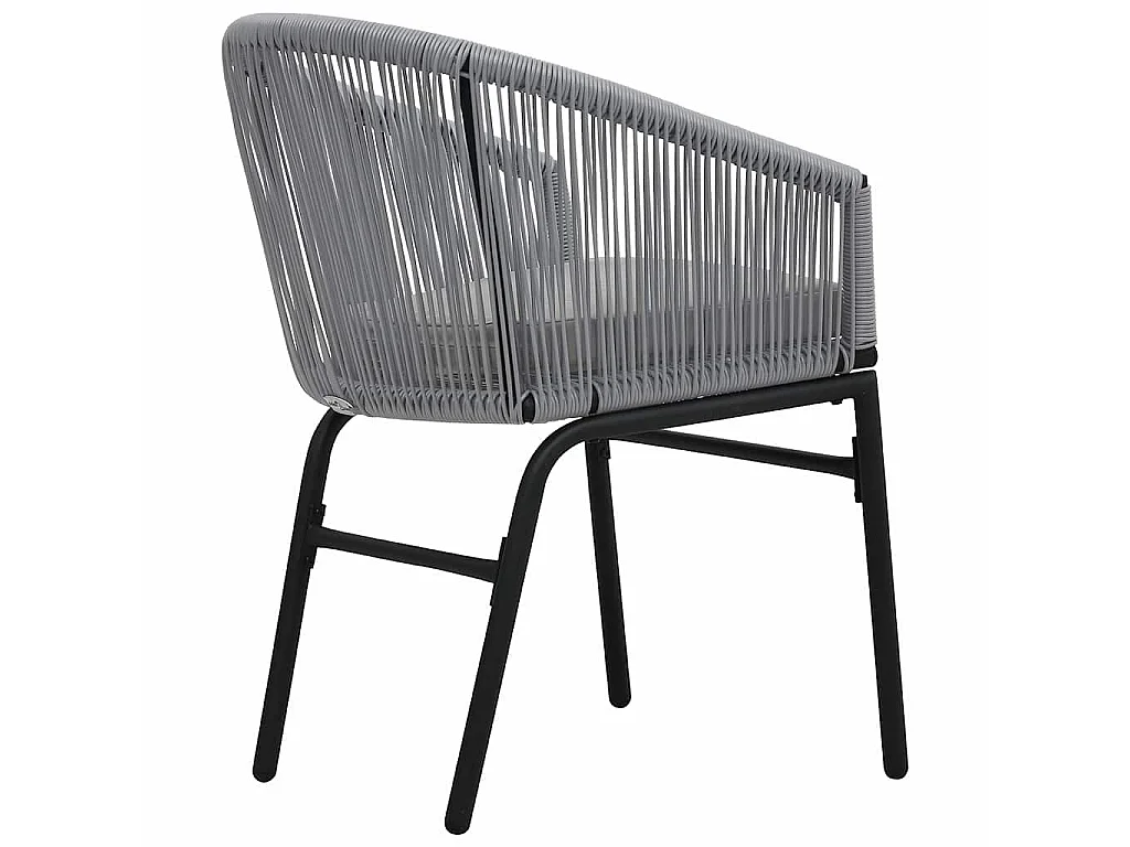 3-tlg. Bistro-Set mit Kissen PE-Rattan Grau
