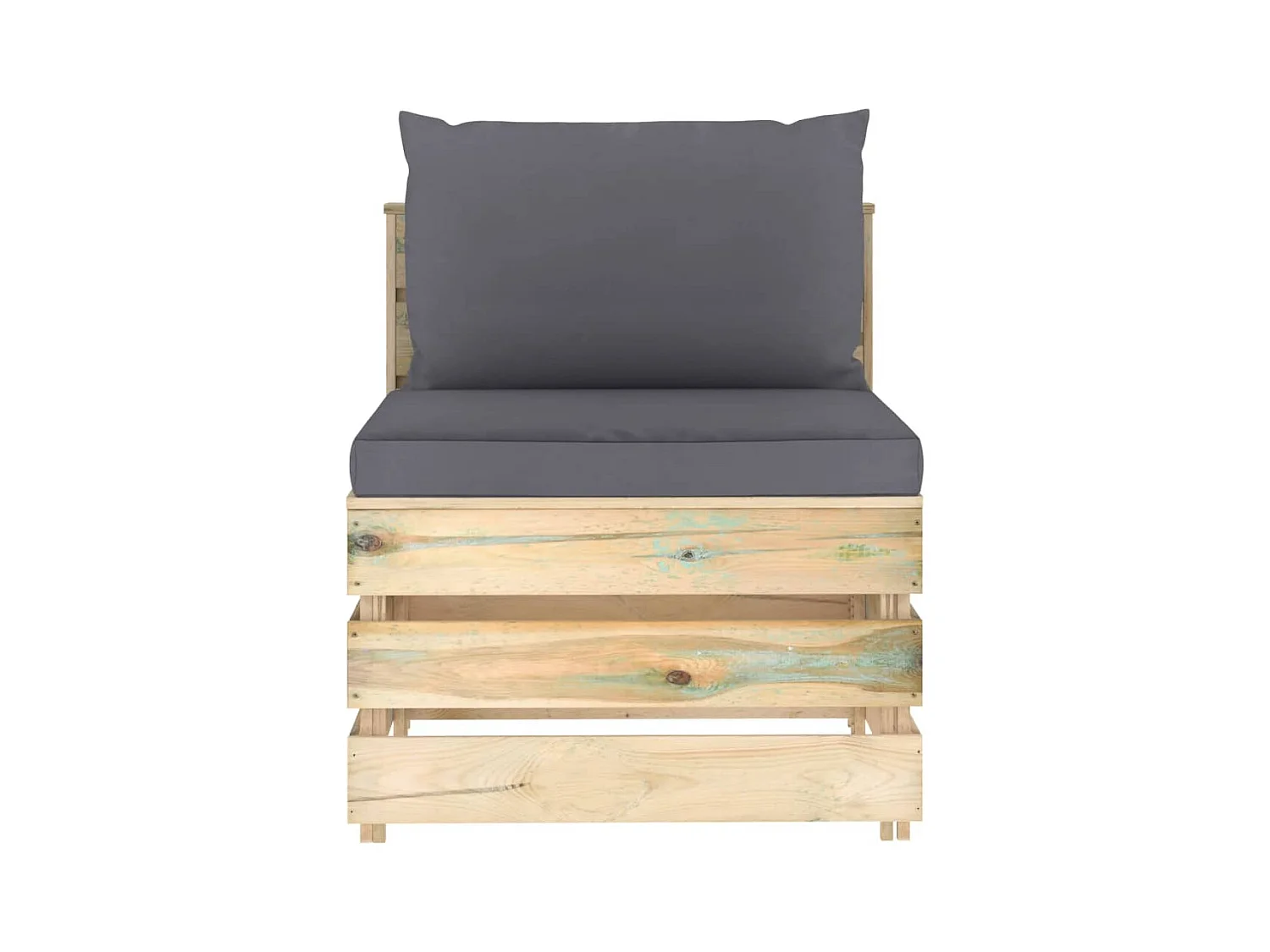 Modulares Mittelsofa mit Kissen Grün Imprägniertes Holz