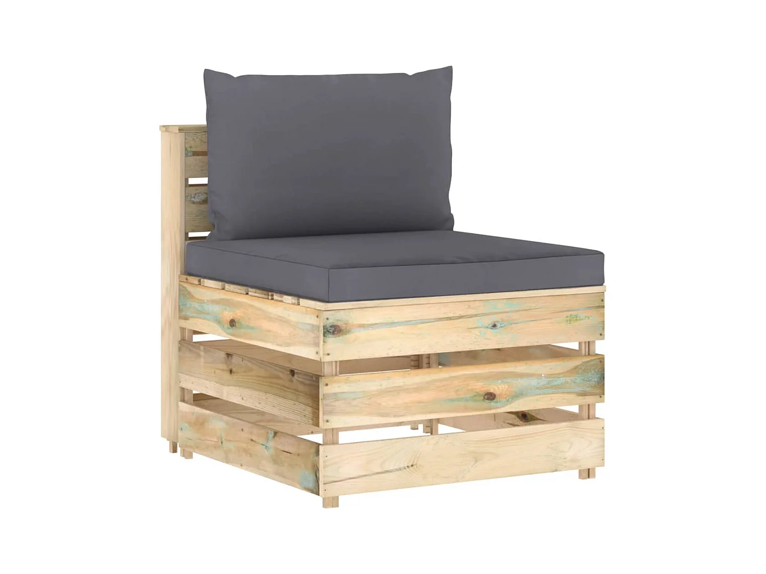 Modulares Mittelsofa mit Kissen Grün Imprägniertes Holz