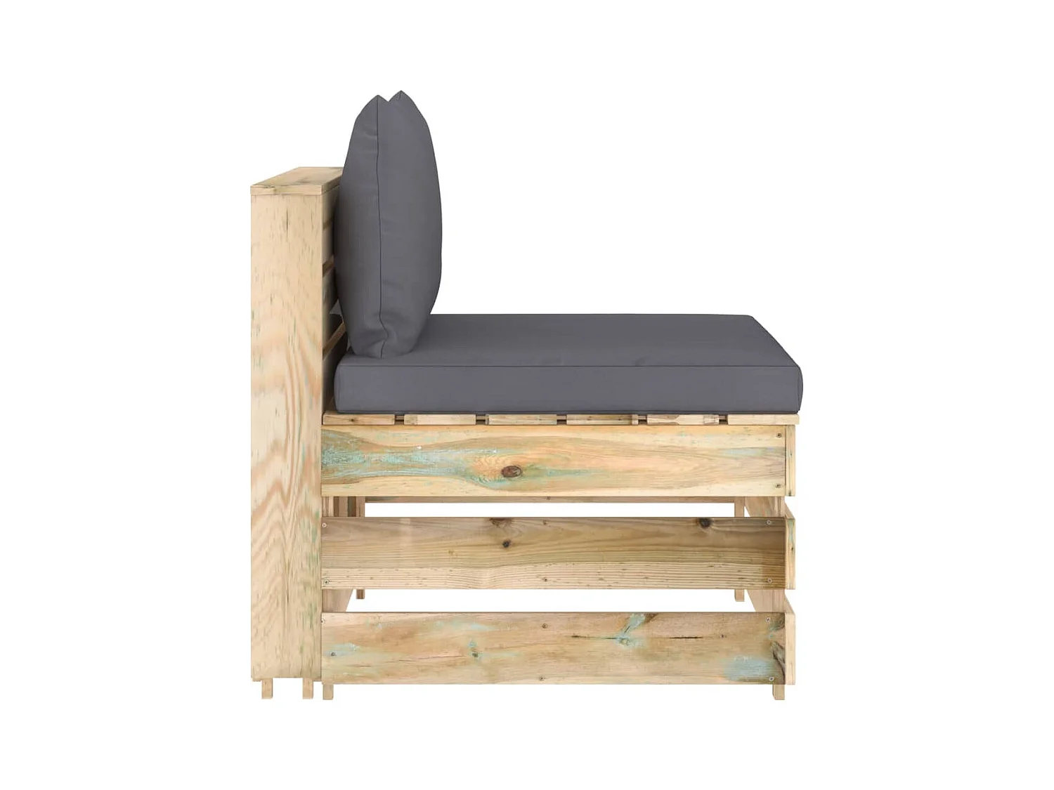 Modulares Mittelsofa mit Kissen Grün Imprägniertes Holz