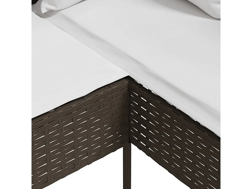 Canapé d'extérieur en L avec coussins résine tressée marron