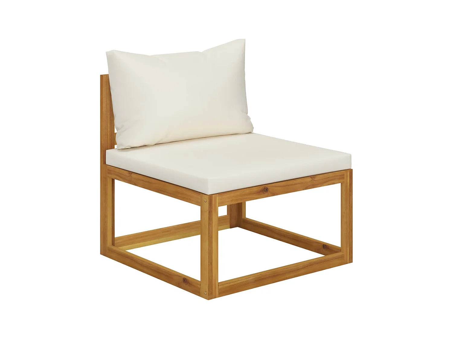 Canapé central sectionnel et coussin blanc crème Bois d'acacia