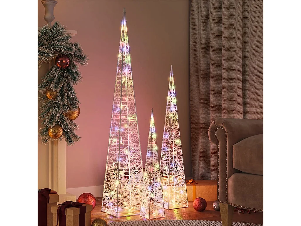 Set Coni Luce LED Acrilico Decorativo Multicolore 60/90/120 cm