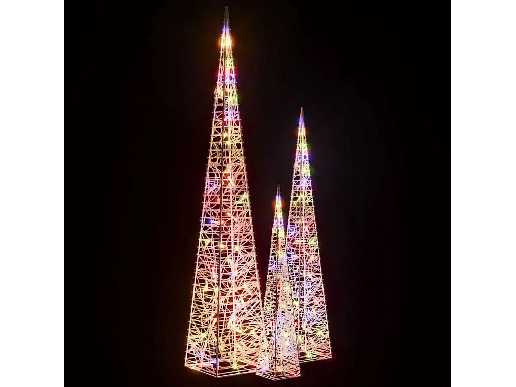 Set Coni Luce LED Acrilico Decorativo Multicolore 60/90/120 cm