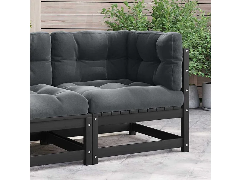 Canapé d'angle de jardin coussins anthracite Bois de pin massif