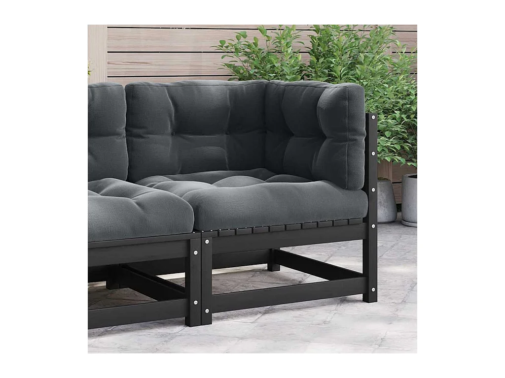 Canapé d'angle de jardin coussins anthracite Bois de pin massif
