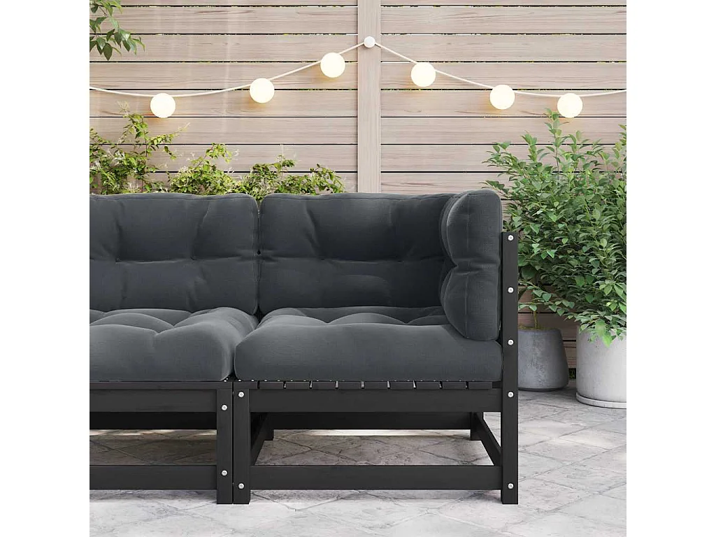 Canapé d'angle de jardin coussins anthracite Bois de pin massif