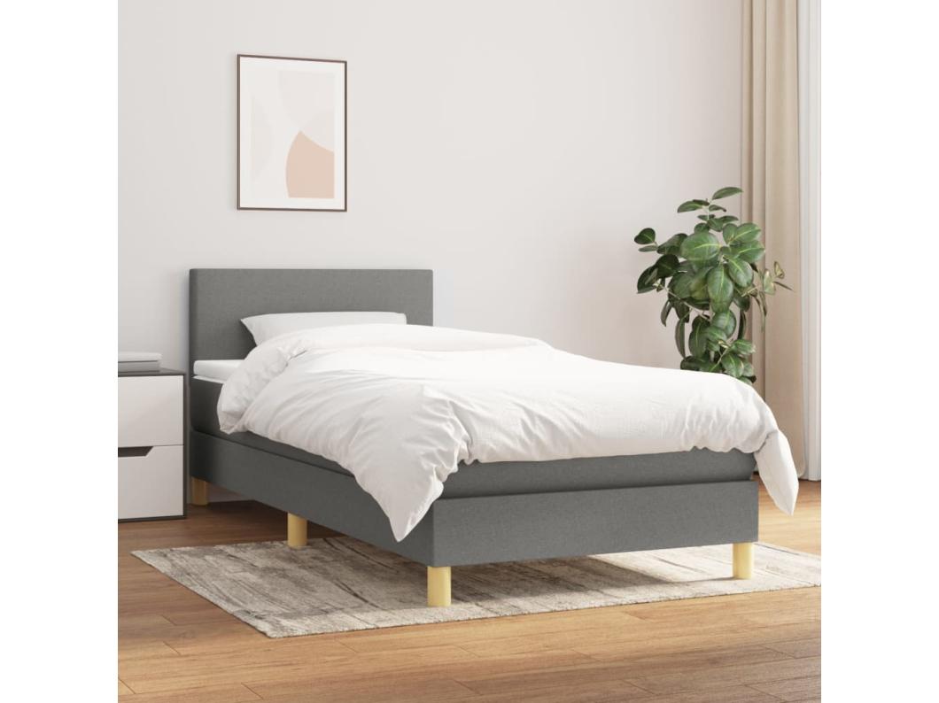 Boxspringbett mit Matratze Dunkelgrau 90x200 cm Stoff