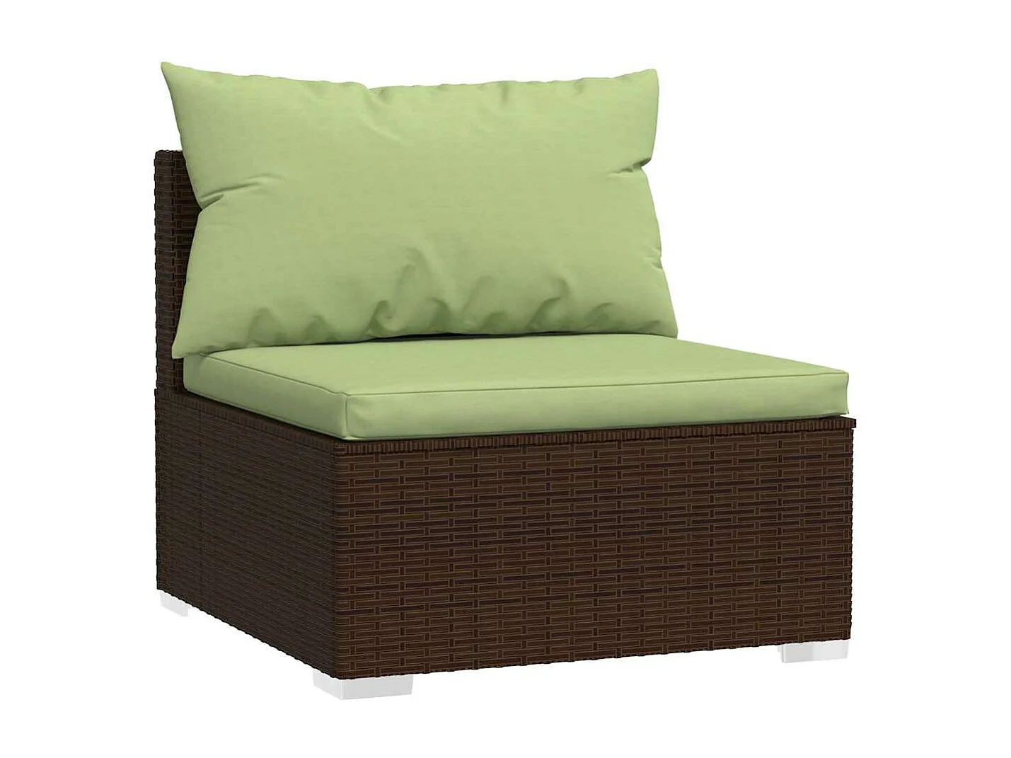 Canapé central de jardin avec coussins Marron Résine tressée