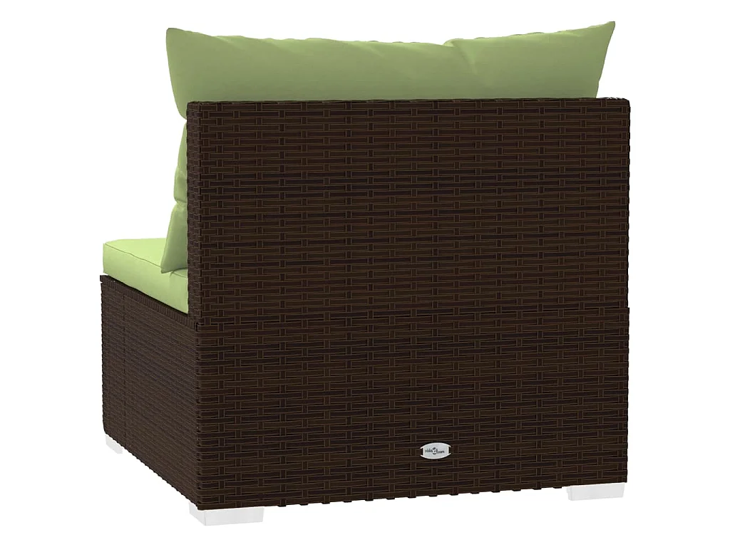 Garten-Mittelsofa mit Kissen Braun Poly Rattan