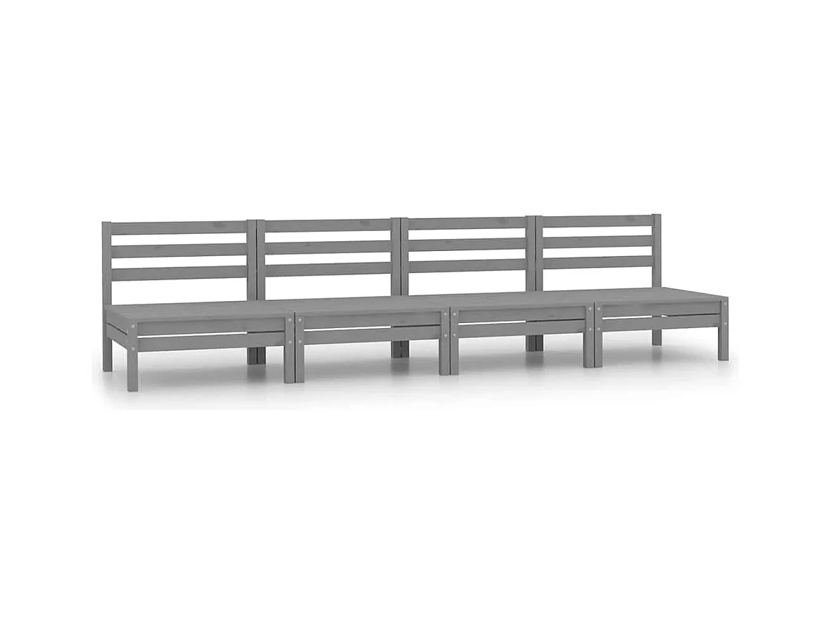 Tuinmiddenbanken 4 st massief grenenhout grijs