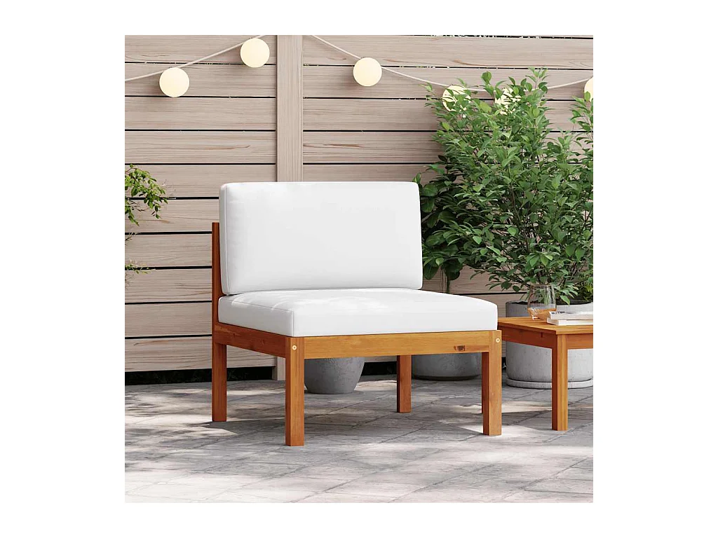 Canapé de jardin central avec coussins en bois d'acacia et corde