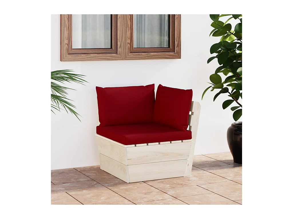 Canapé d'angle palette de jardin avec coussins Épicéa imprégné