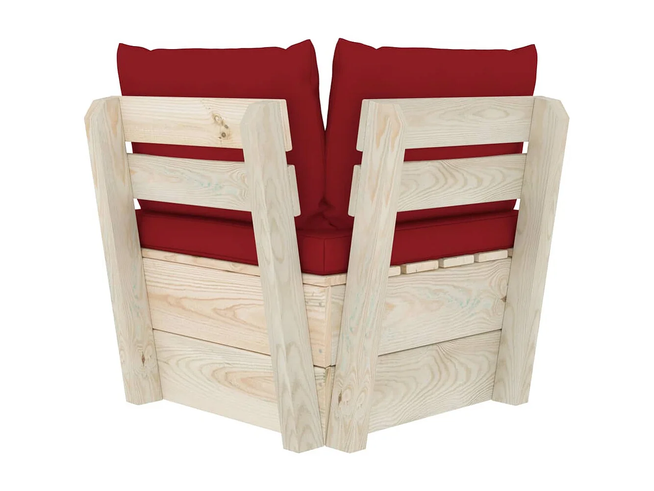 Divano Angolare da Giardino su Pallet e Cuscini Legno di Abete