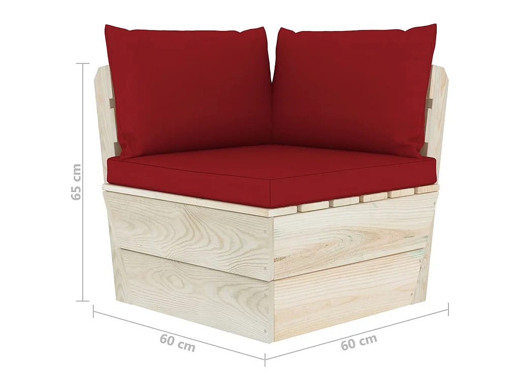 Divano Angolare da Giardino su Pallet e Cuscini Legno di Abete