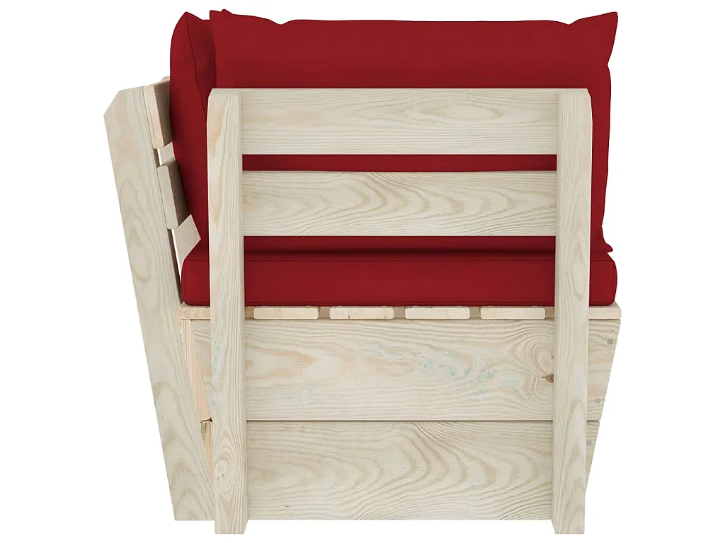 Divano Angolare da Giardino su Pallet e Cuscini Legno di Abete