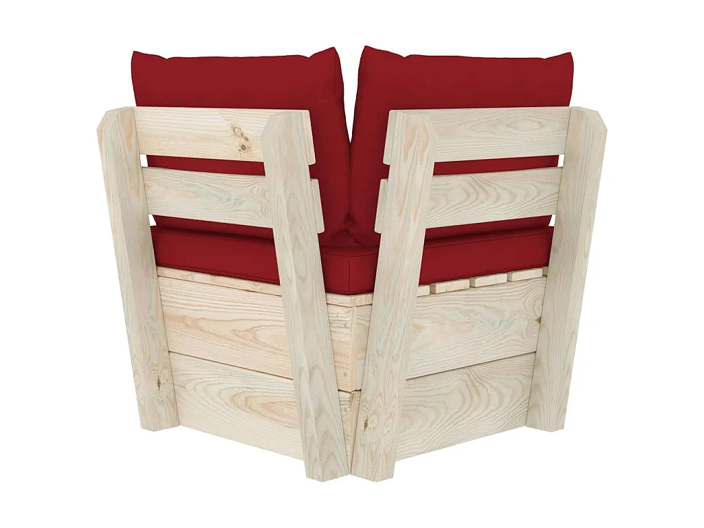 Divano Angolare da Giardino su Pallet e Cuscini Legno di Abete