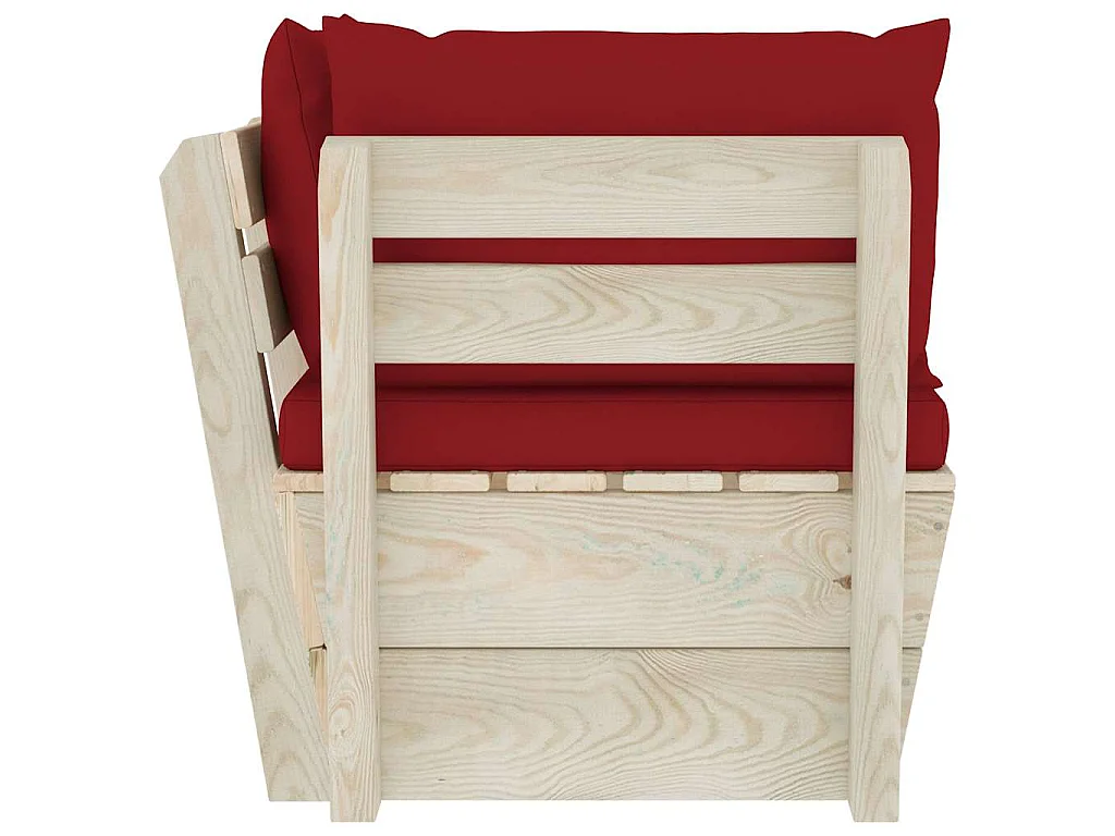 Divano Angolare da Giardino su Pallet e Cuscini Legno di Abete