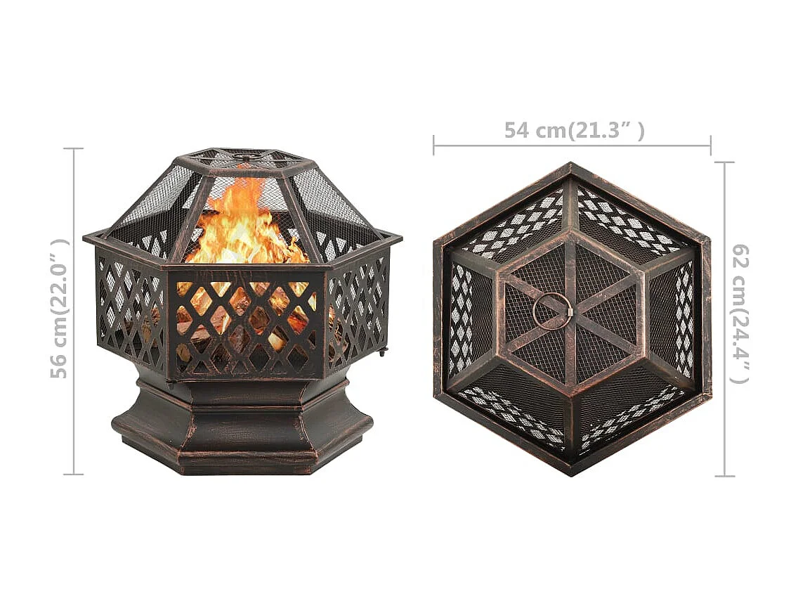 Vuurplaats met pook XXL 62x54x56 cm staal