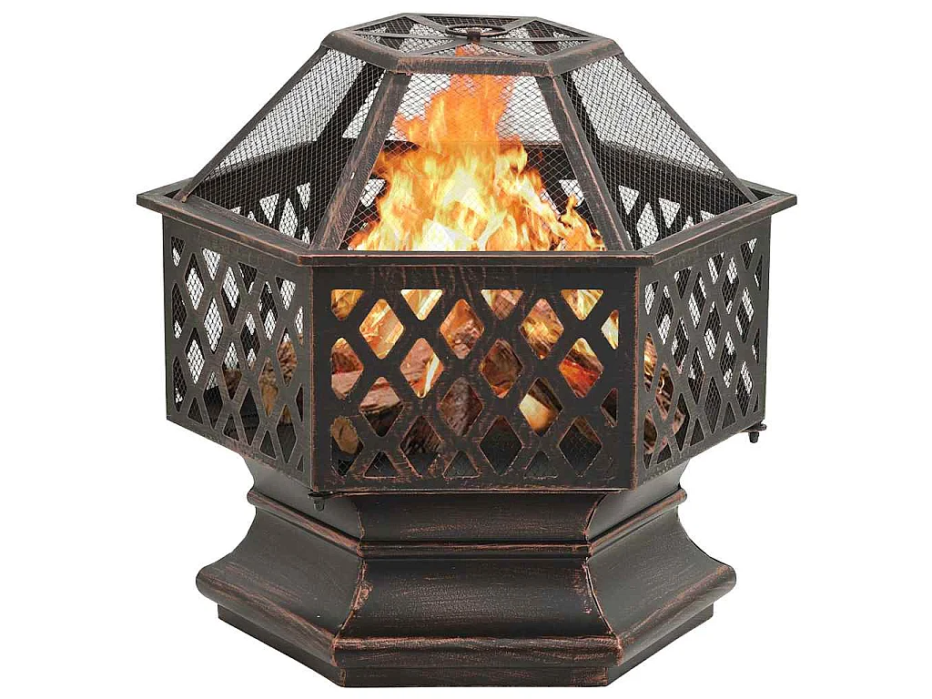Foyer rustique avec tisonnier 62x54x56 cm XXL Acier