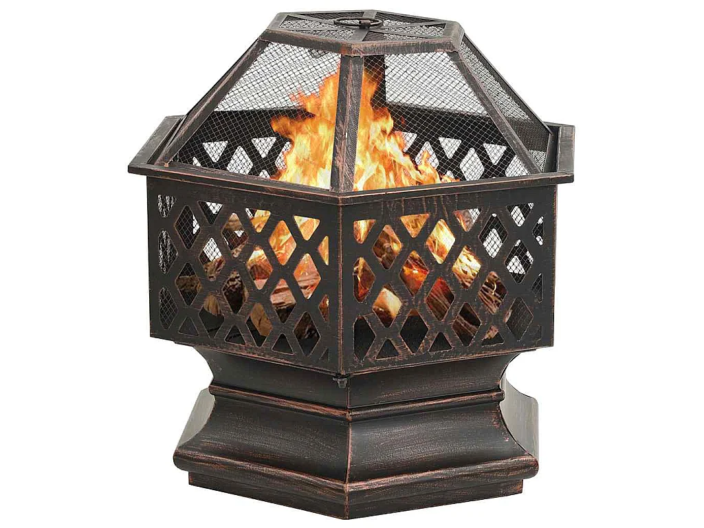 Foyer rustique avec tisonnier 62x54x56 cm XXL Acier