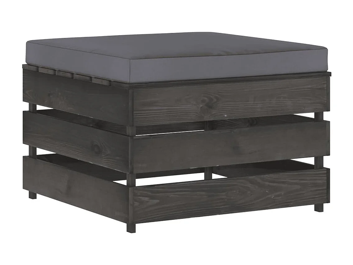 Pouf sectionnel avec coussin Bois imprégné de gris