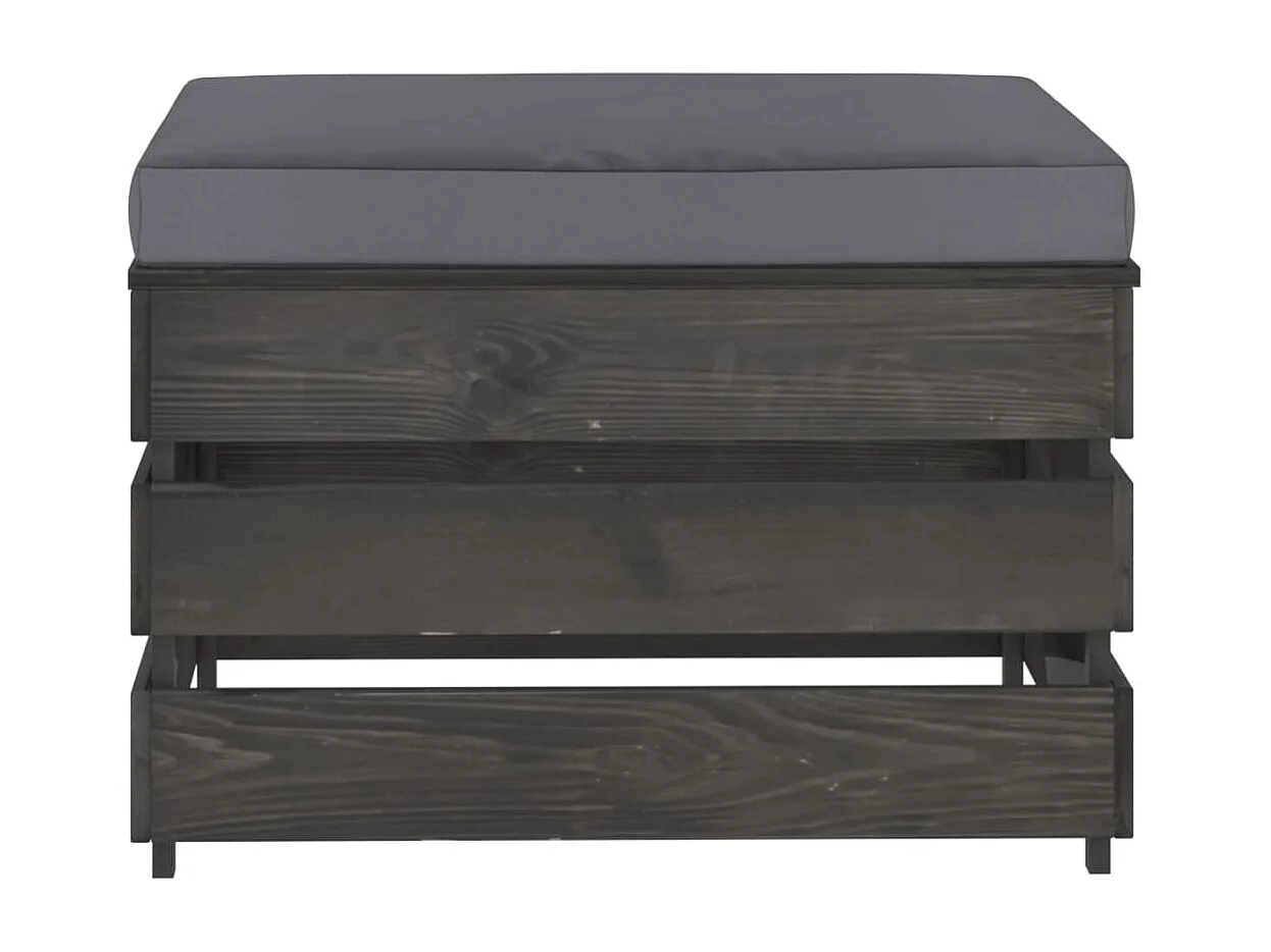 Pouf sectionnel avec coussin Bois imprégné de gris