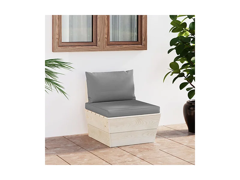 Garten-Paletten-Mittelsofa mit Kissen Imprägniertes Fichtenholz