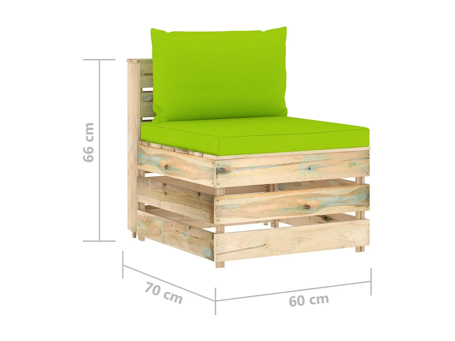 Canapé central sectionnel avec coussins Bois imprégné de vert