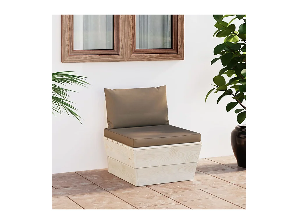 Garten-Paletten-Mittelsofa mit Kissen Imprägniertes Fichtenholz