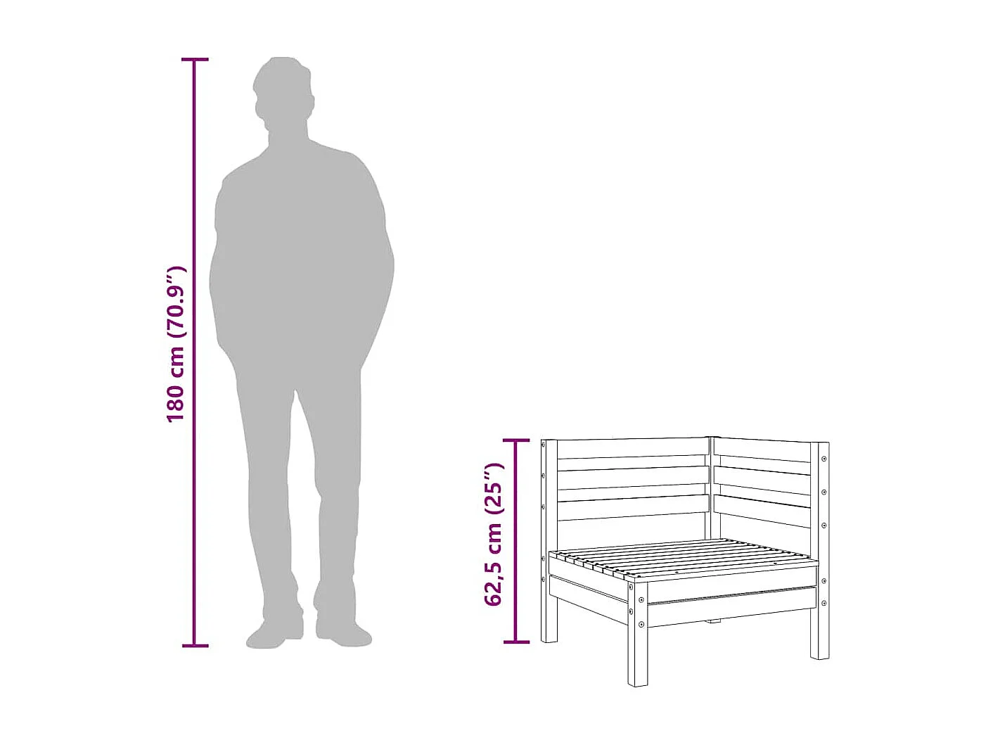 Garten-Ecksofas 2 Stk. Weiß Massivholz Kiefer