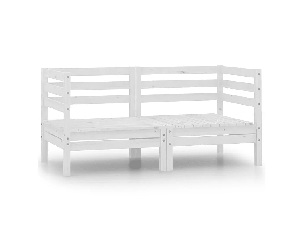 Sofás de esquina de jardín 2 uds blanco madera maciza de pino