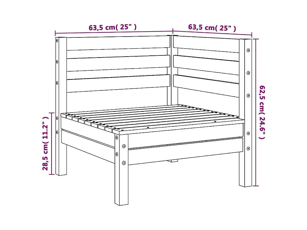 Sofás de esquina de jardín 2 uds blanco madera maciza de pino