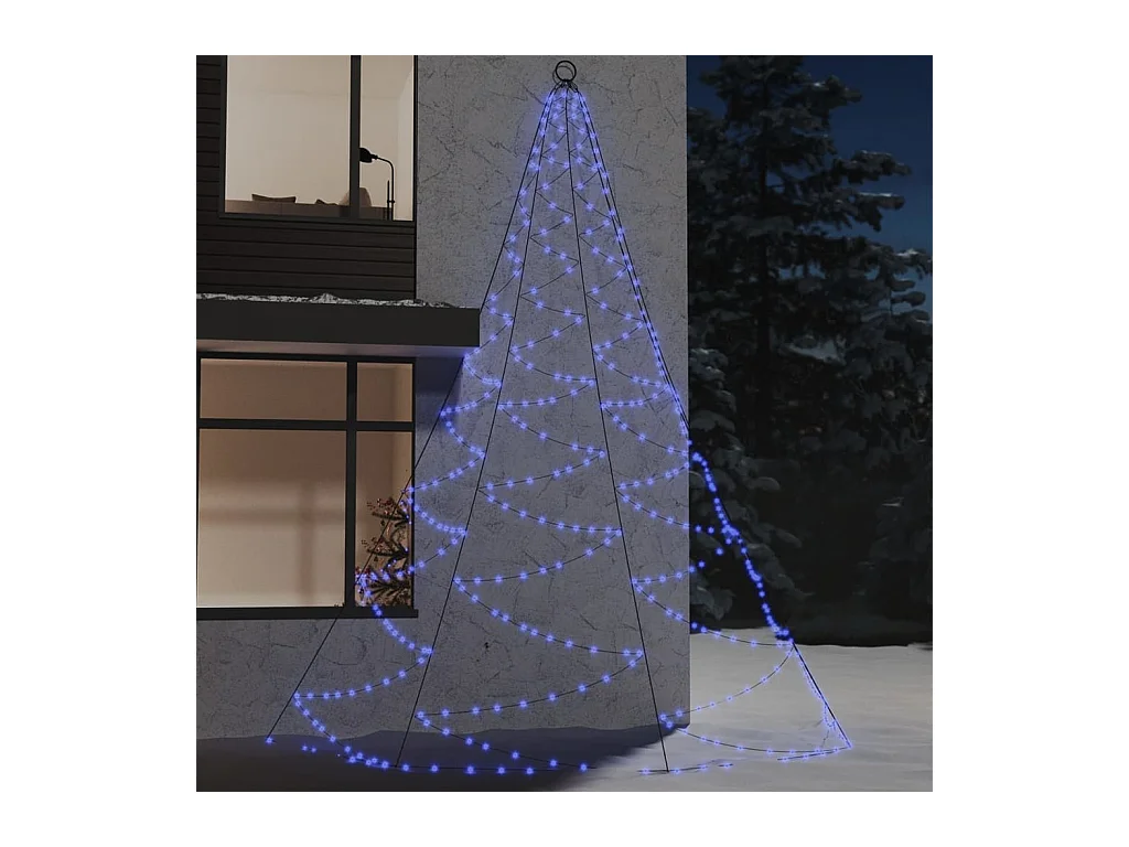 Arbre mural avec crochet métallique 720 LED Bleu 5 m Int/Ext