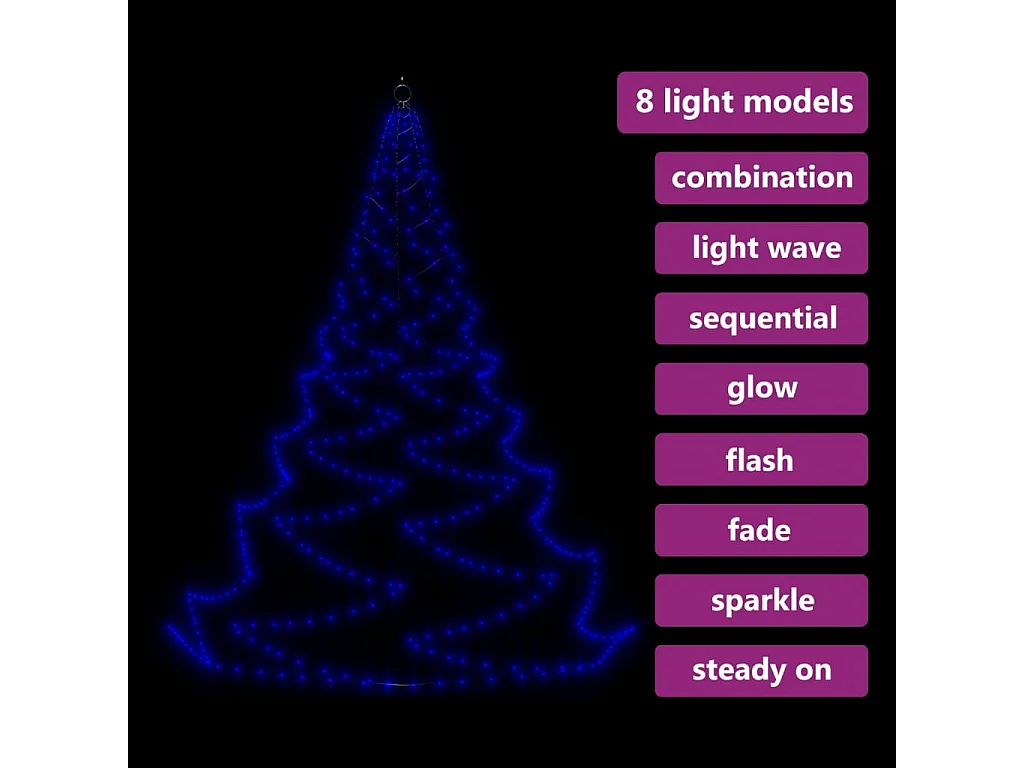 Árbol de pared con gancho metálico 720 LED azul 5 m