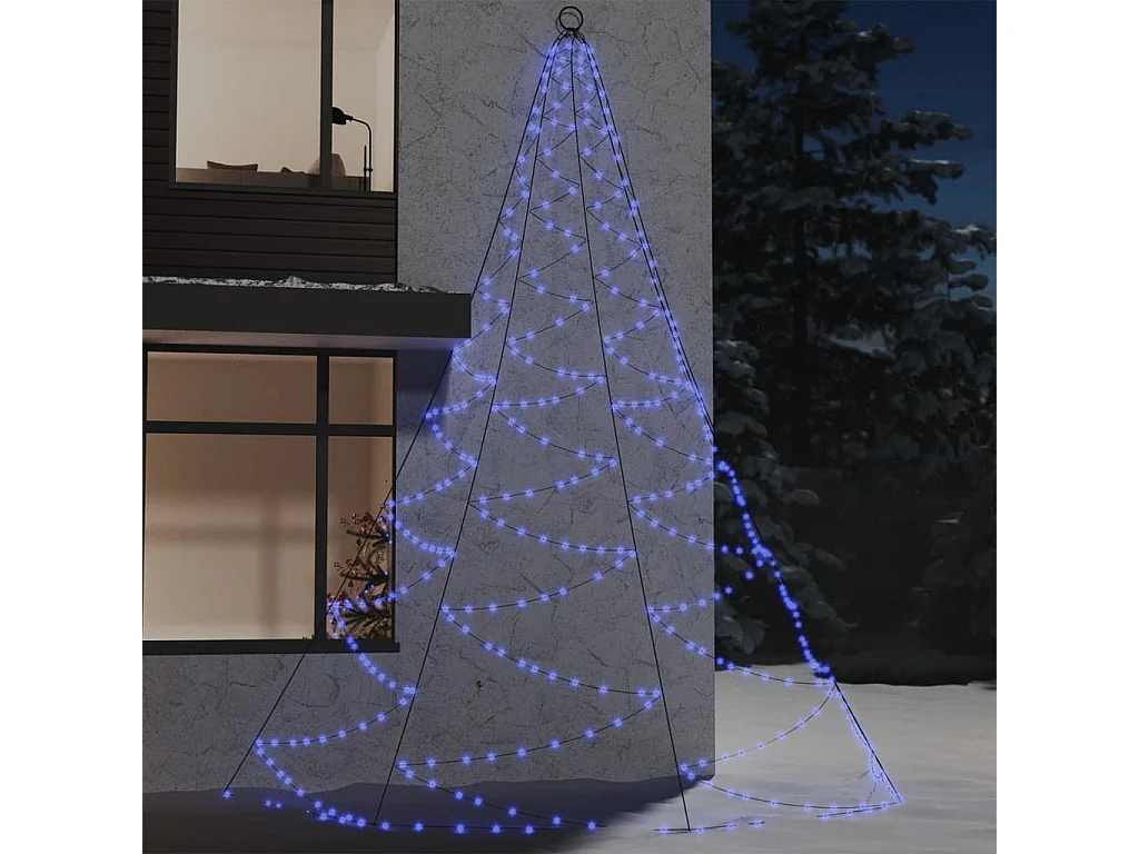 Arbre mural avec crochet métallique 720 LED Bleu 5 m Int/Ext