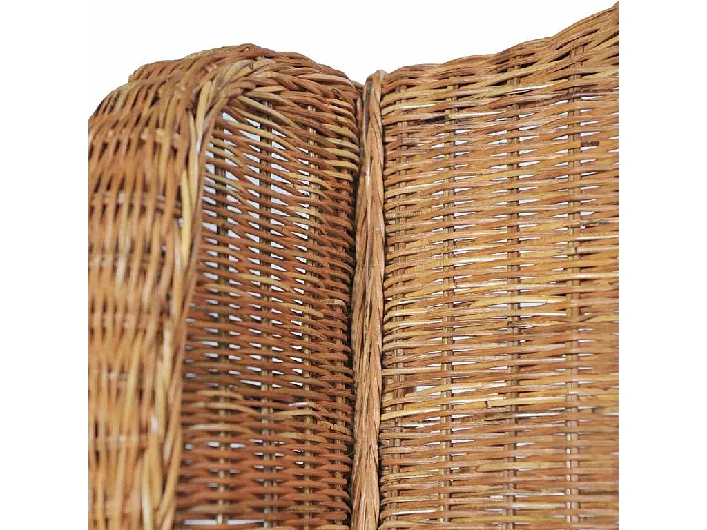 Poltrona con Cuscino Marrone Chiaro in Rattan Naturale e Lino