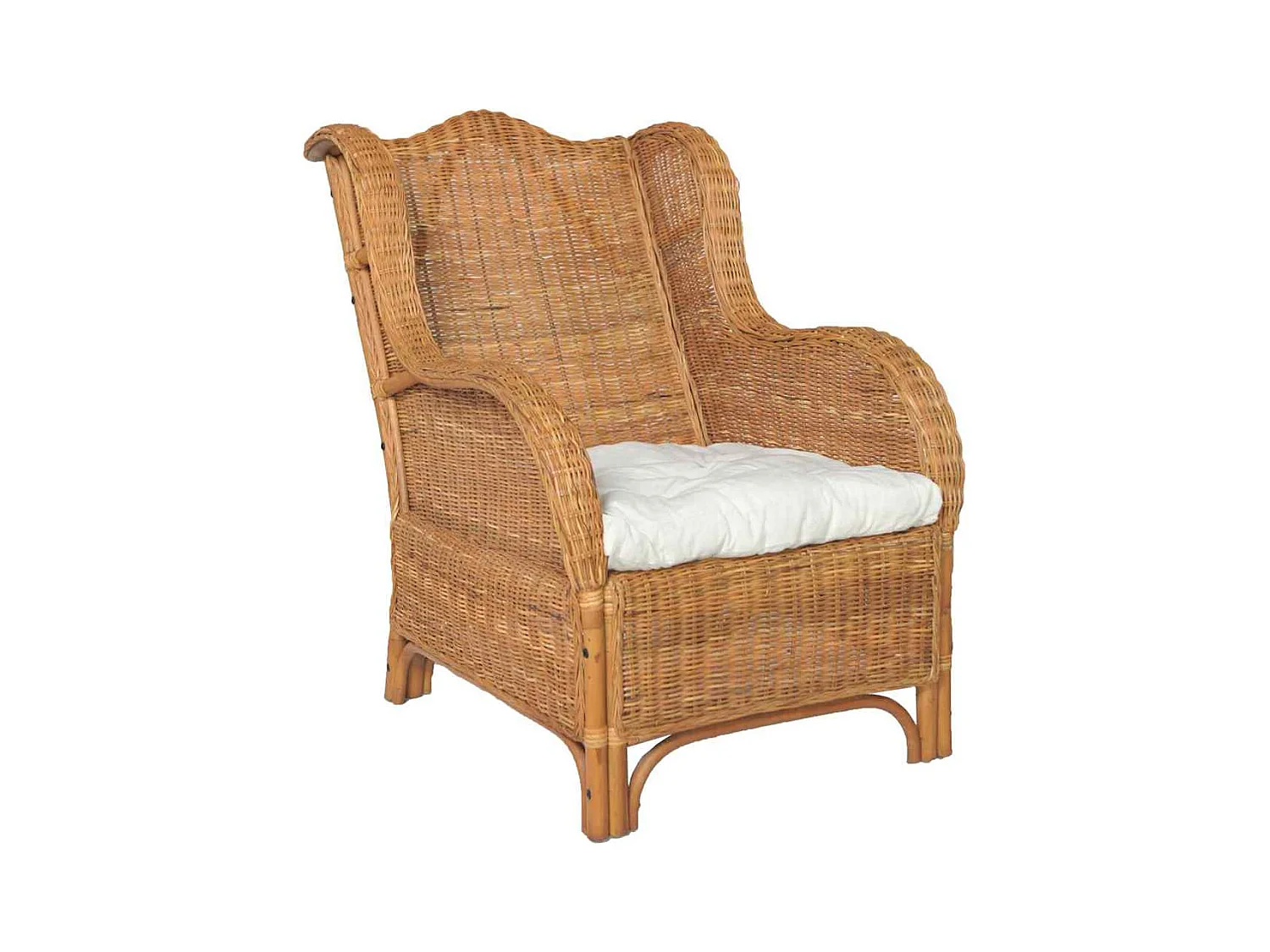 Canapé avec coussin Marron clair Rotin naturel et lin