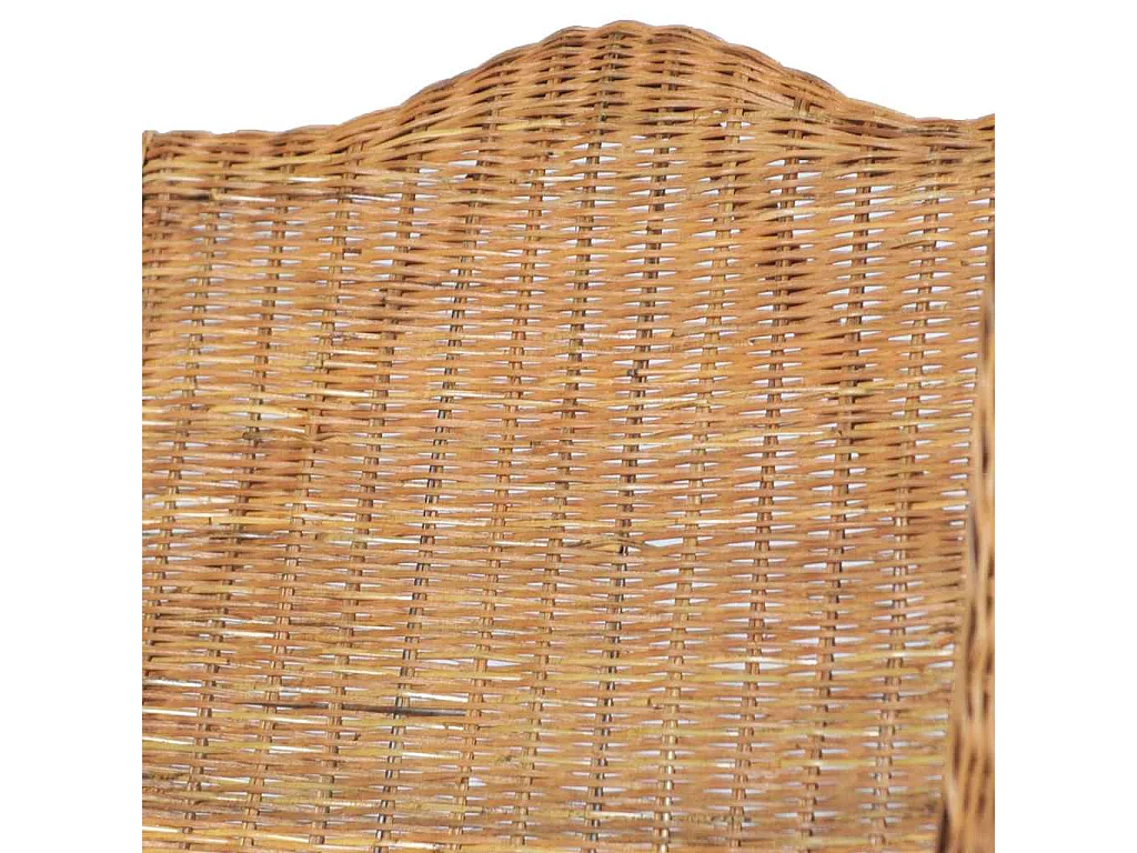 Poltrona con Cuscino Marrone Chiaro in Rattan Naturale e Lino