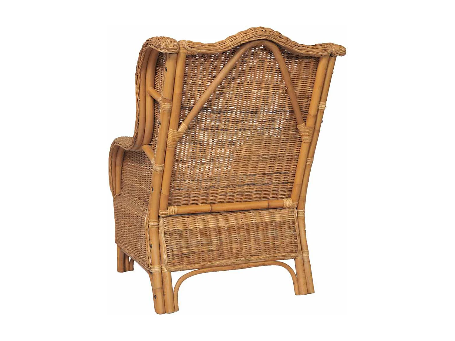 Sofá com almofadão vime natural e linho castanho-claro