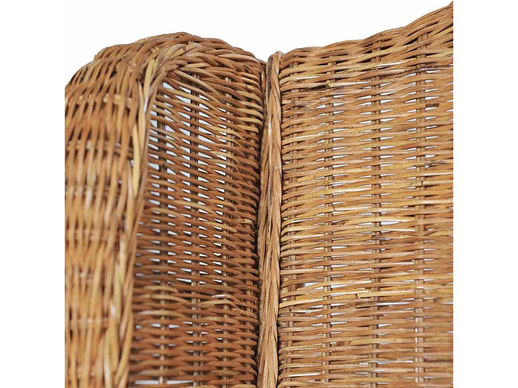 Sofá com almofadão vime natural e linho castanho-claro