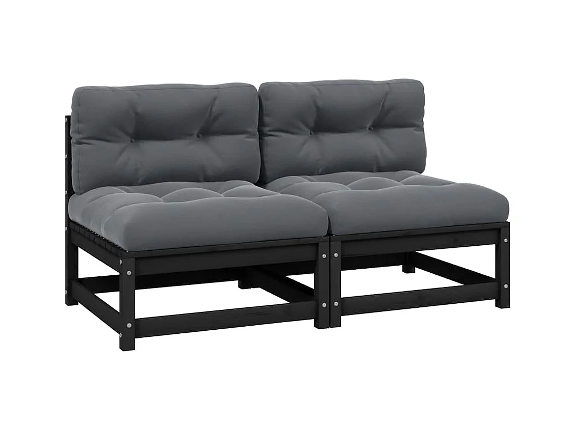 Canapés centraux de jardin avec coussins anthracite 2 pcs