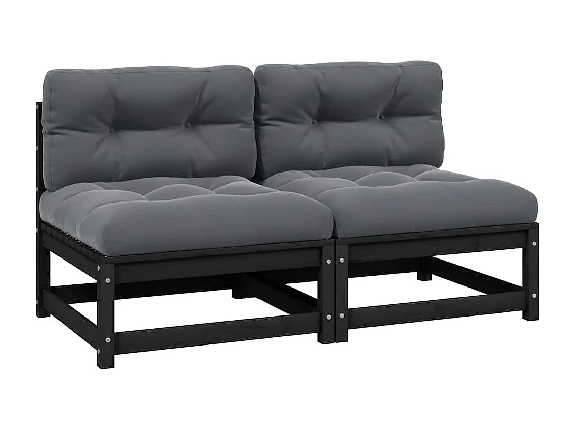 Sofás centro jardim c/ almofadões 2 pcs pinho maciço antracite