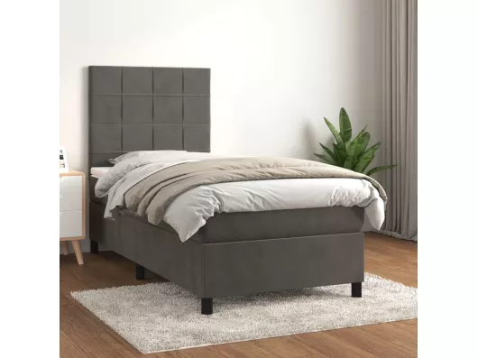 Kauf Unique Boxspringbett und Matratze Dunkelgrau 90x190 cm Samt